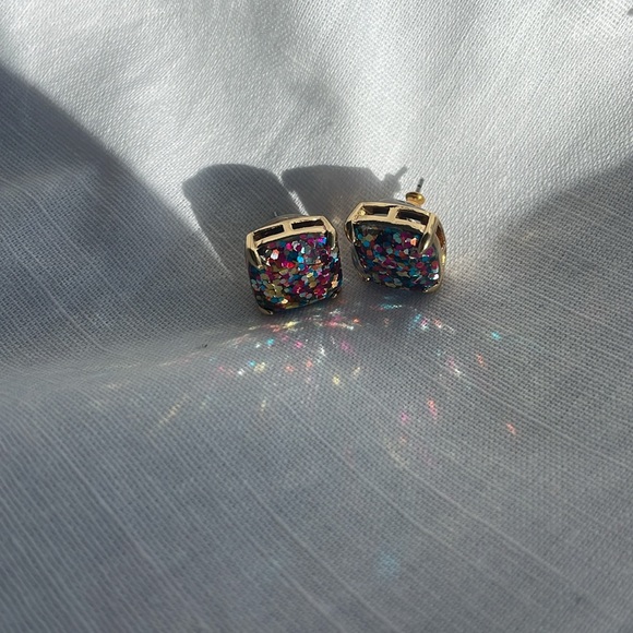 KATE SPADE NEW YORK Multi Color Glitter Crystal Square Stud Gumdrop Earrings - Picture 2 of 3
